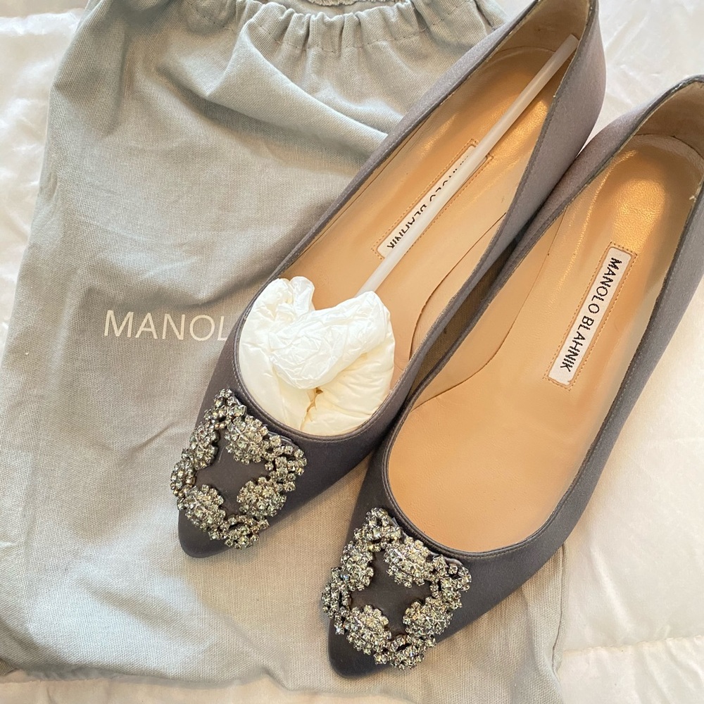 Manolo blahnik never worn satin jewel heels